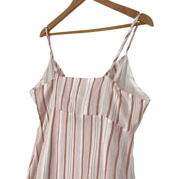 MorrisDay The Label L Pink Striped Midi Dress Spaghetti Strap Keyhole Tie Bust - Picture 13 of 16